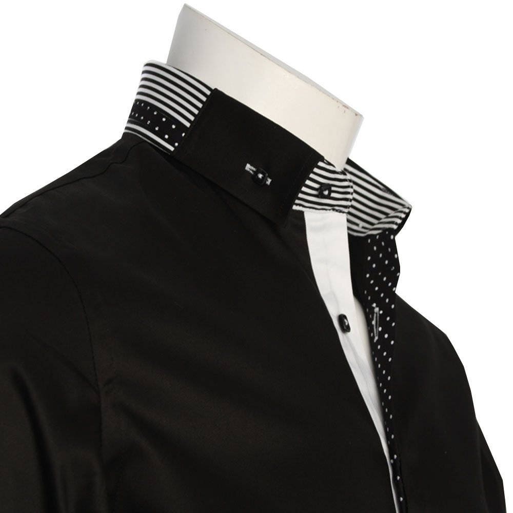 Men's Formal Shirt Men Italian Shirt Designer Great Quality Regular Fit Black 10004