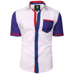 Men's Formal Shirt Men Italian Shirt Designer Great Quality Regular Fit Short Sleeve White 10157