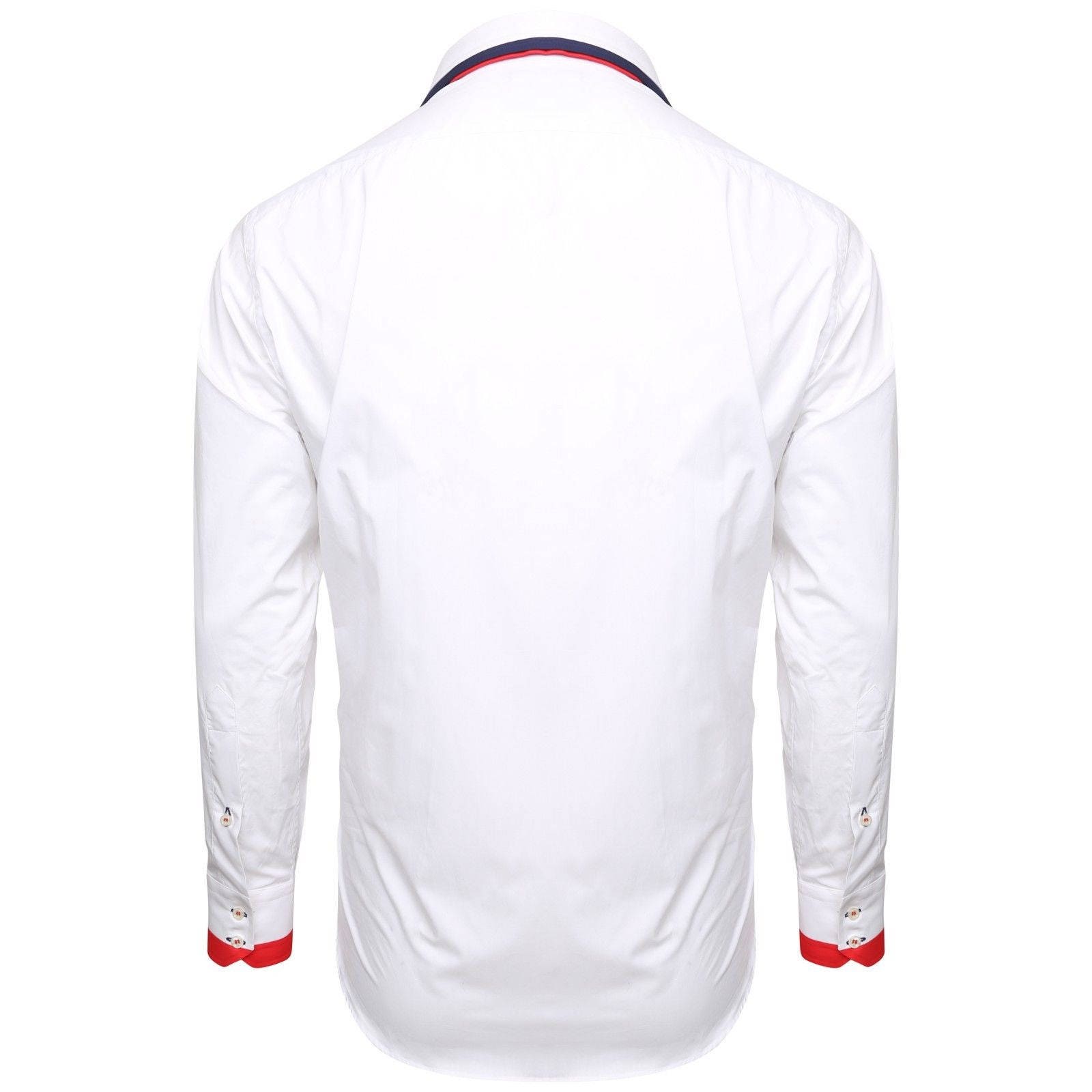 Men's Triple Collar Formal Shirt Men Italian Shirt Designer Great Quality Regular Fit White 10173