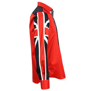 Men's Union Jack Formal Shirt Men Italian Shirt Designer Great Quality Regular Fit Red 10040