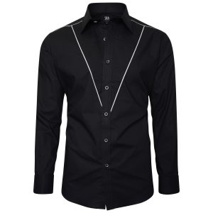 Men's Tuxedo Formal Shirt Men Italian Shirt Designer Great Quality Regular Fit Black 10184