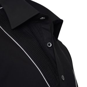 Men's Tuxedo Formal Shirt Men Italian Shirt Designer Great Quality Regular Fit Black 10184