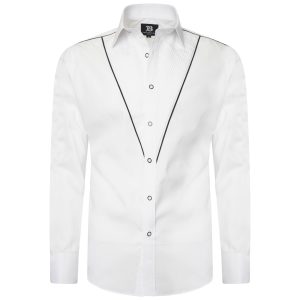 Men's Tuxedo Formal Shirt Men Italian Shirt Designer Great Quality Regular Fit White 10185
