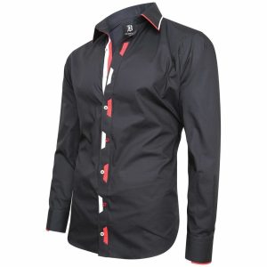 Men's Formal Shirt Men Italian Shirt Designer Great Quality Regular Fit Black 10175