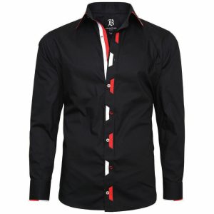 Men's Formal Shirt Men Italian Shirt Designer Great Quality Regular Fit Black 10175