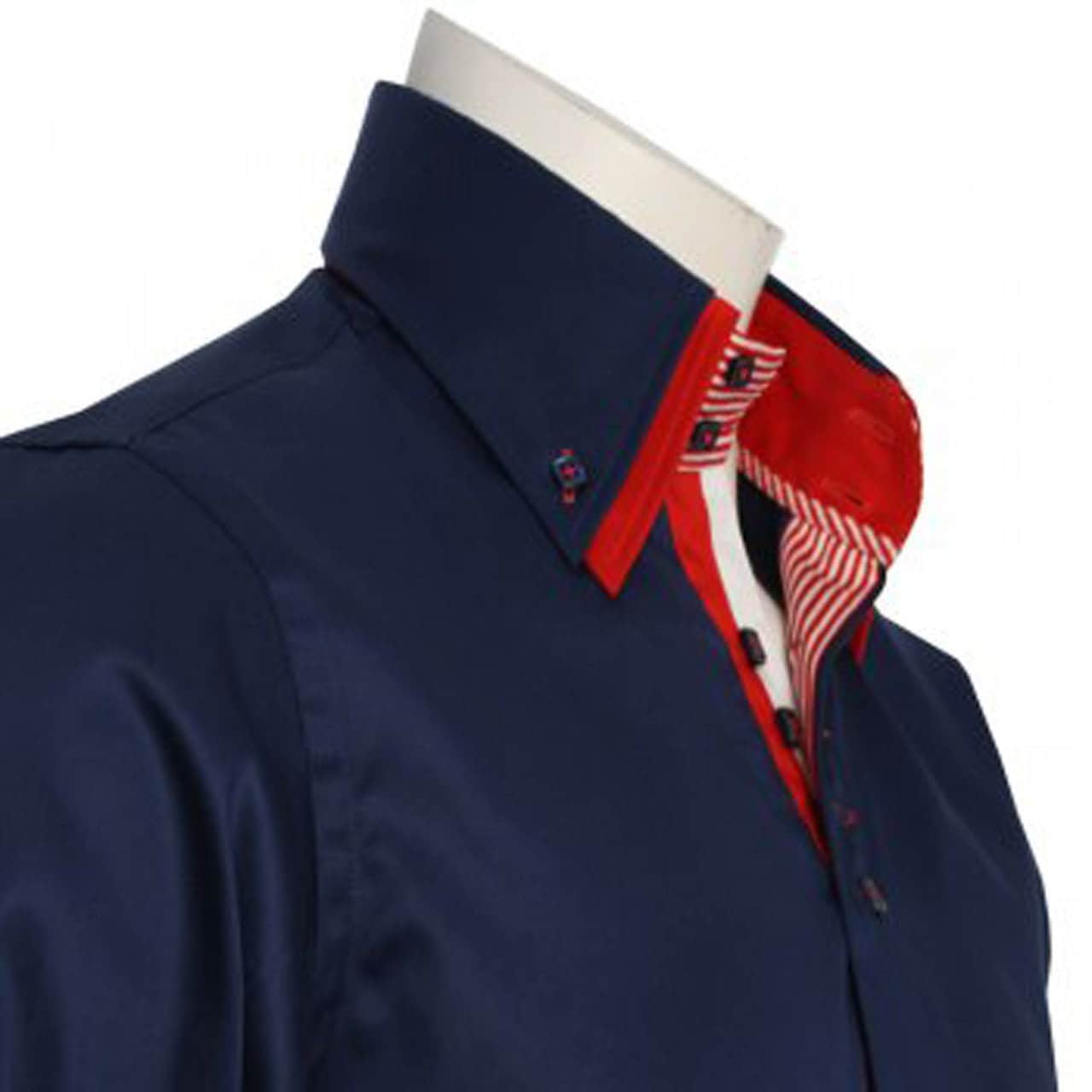 Men's Formal Shirt Men Italian Shirt Designer Regular Fit Casual Long Sleeve Navy 10008