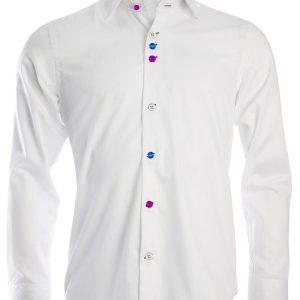 Men's Formal Shirt Men Italian Shirt Designer Great Quality Regular Fit White With Abstract Contrast