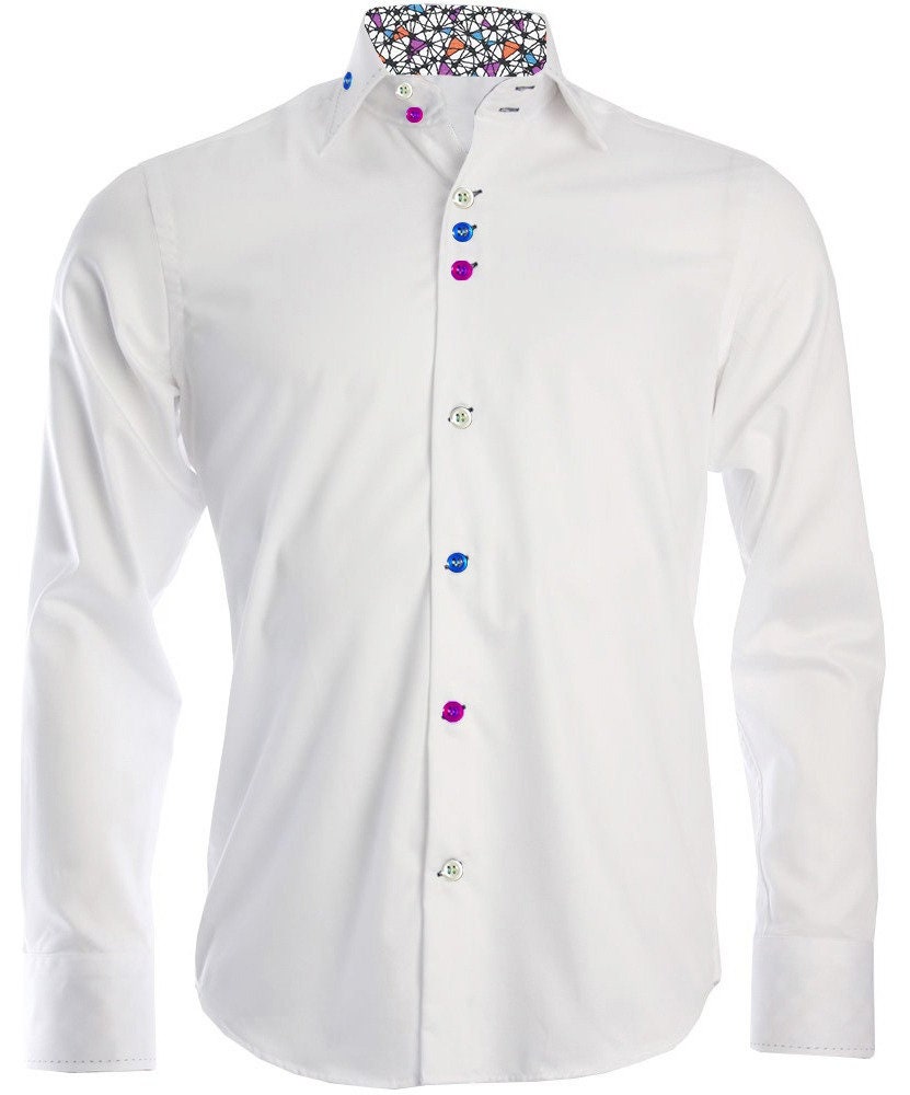 Men's Formal Shirt Men Italian Shirt Designer Great Quality Regular Fit White With Abstract Contrast
