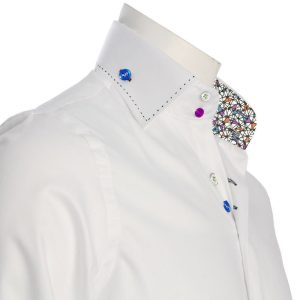 Men's Formal Shirt Men Italian Shirt Designer Great Quality Regular Fit White With Abstract Contrast