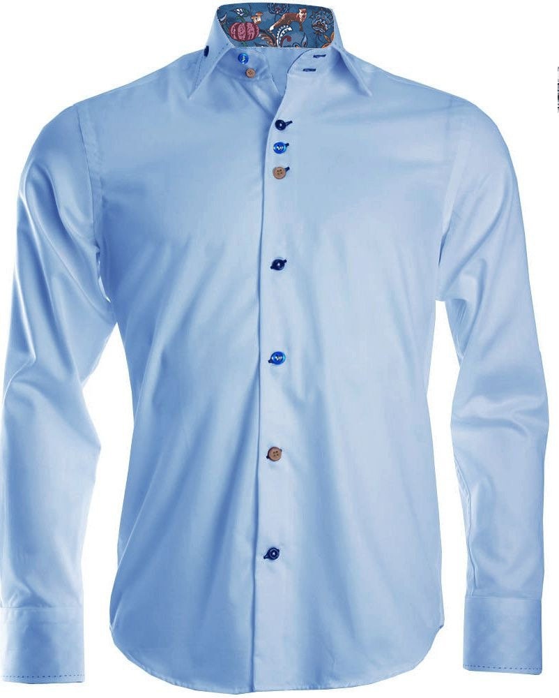 Men's Formal Shirt Men Italian Shirt Designer Great Quality Regular Fit Blue With Deer Print