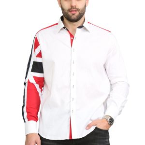 Men's Union Jack Formal Shirt Men Italian Shirt Designer Great Quality Regular Fit White 10147