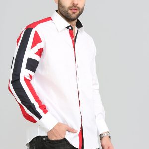 Men's Union Jack Formal Shirt Men Italian Shirt Designer Great Quality Regular Fit White 10147