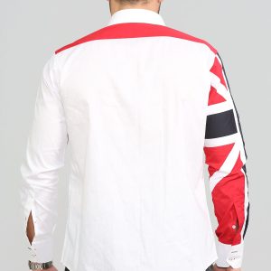 Men's Union Jack Formal Shirt Men Italian Shirt Designer Great Quality Regular Fit White 10147