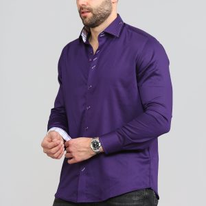 Men's Formal Shirt Men Italian Shirt Designer Great Quality Regular Fit Purple 10003a