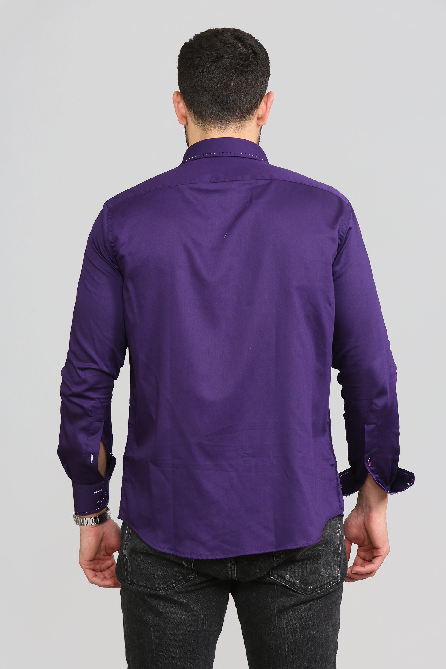 Men's Formal Shirt Men Italian Shirt Designer Great Quality Regular Fit Purple 10003a