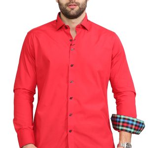 Men's Formal Shirt Men Italian Shirt Designer Great Quality Regular Fit Red 10027a