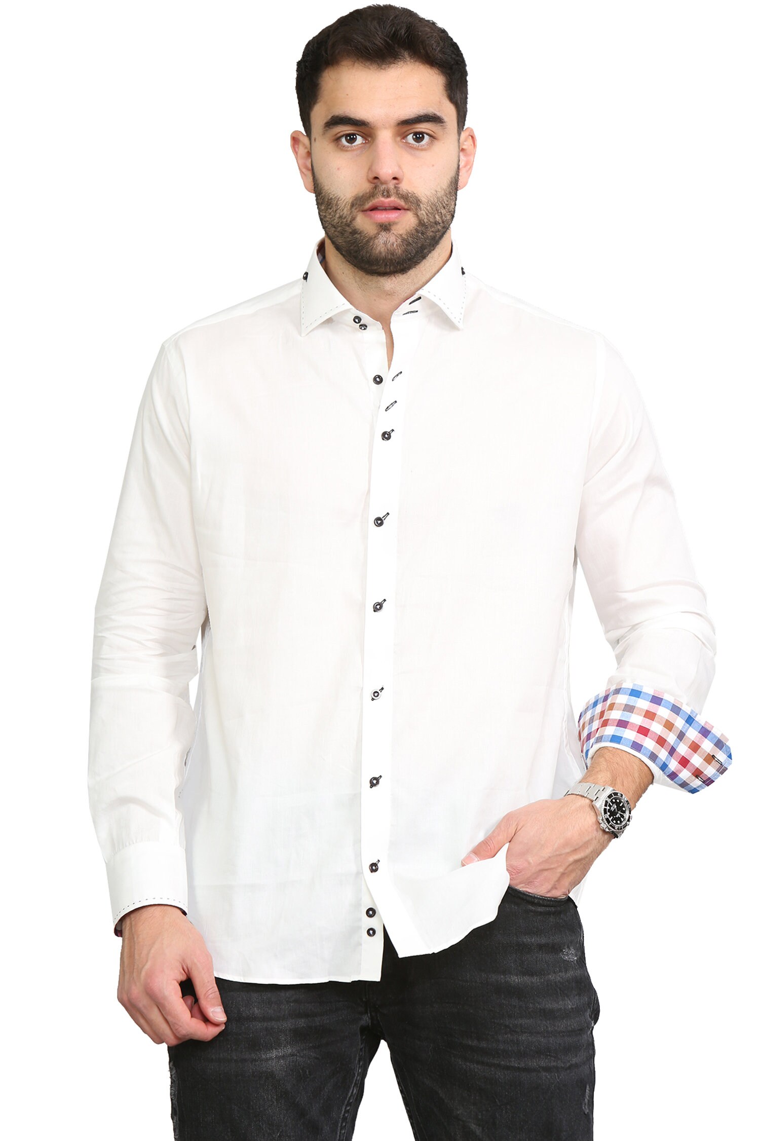 Men's Formal Shirt Men Italian Shirt Designer Great Quality Slim Fit White 10009