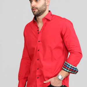 Men's Formal Shirt Men Italian Shirt Designer Great Quality Regular Fit Red 10027a
