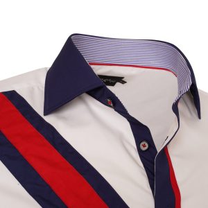 Men's Union Jack Formal Shirt Men Italian Shirt Designer Great Quality Slim Fit White Uk Flag