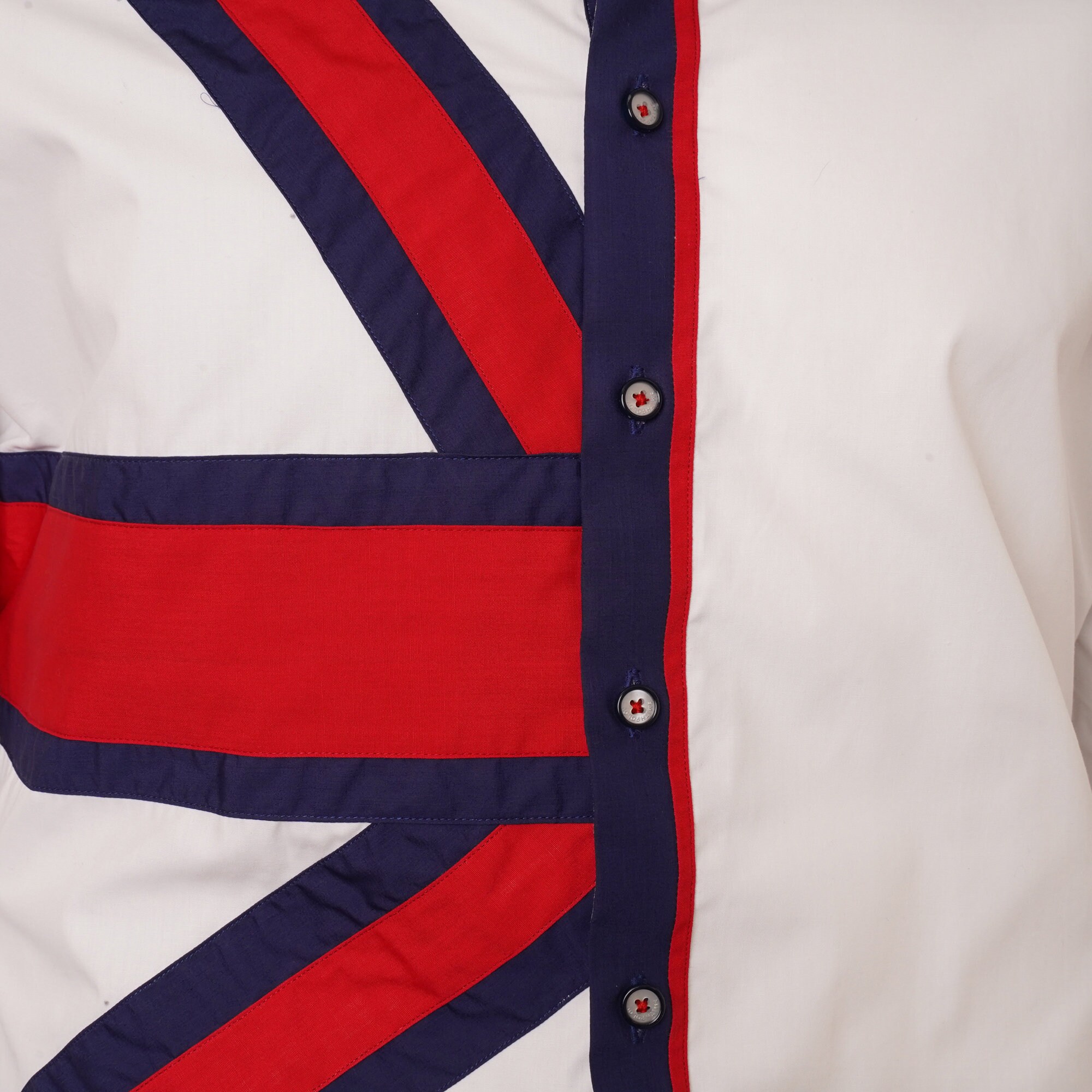 Men's Union Jack Formal Shirt Men Italian Shirt Designer Great Quality Regular Fit White