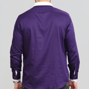 Men's Triple Collar Formal Shirt Men Italian Shirt Designer Great Quality Regular Fit Purple 10174r