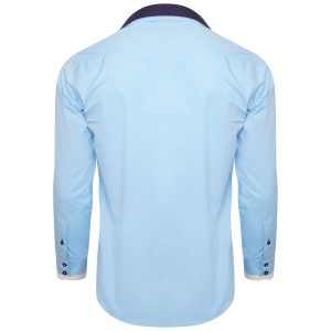 Men's Triple Collar Formal Shirt Men Italian Shirt Designer Great Quality Slim Fit Blue 20010s