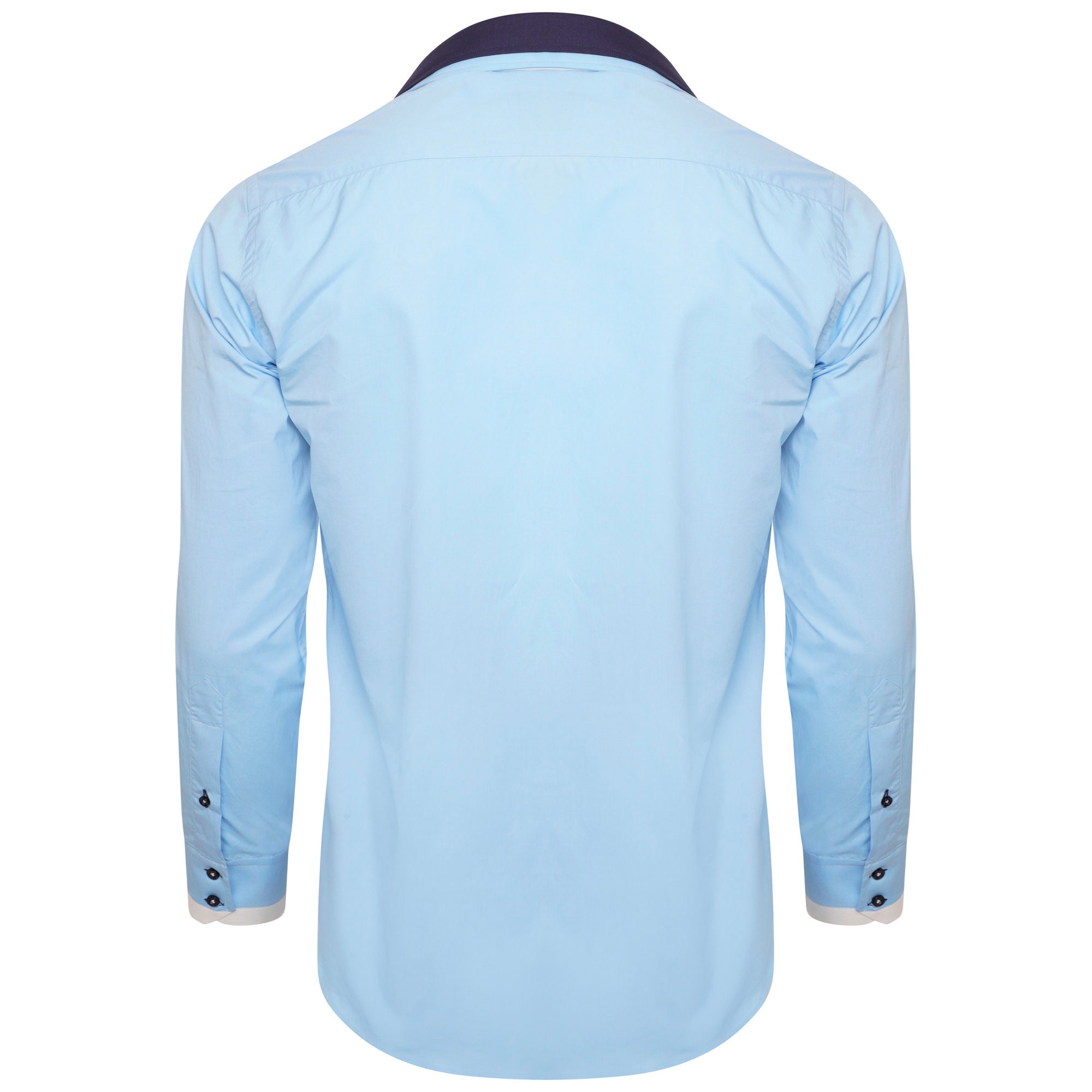 Men's Triple Collar Formal Shirt Men Italian Shirt Designer Great Quality Slim Fit Blue 20010s