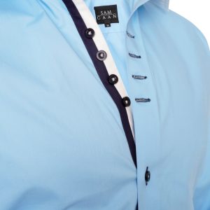 Men's Triple Collar Formal Shirt Men Italian Shirt Designer Great Quality Slim Fit Blue 20010s
