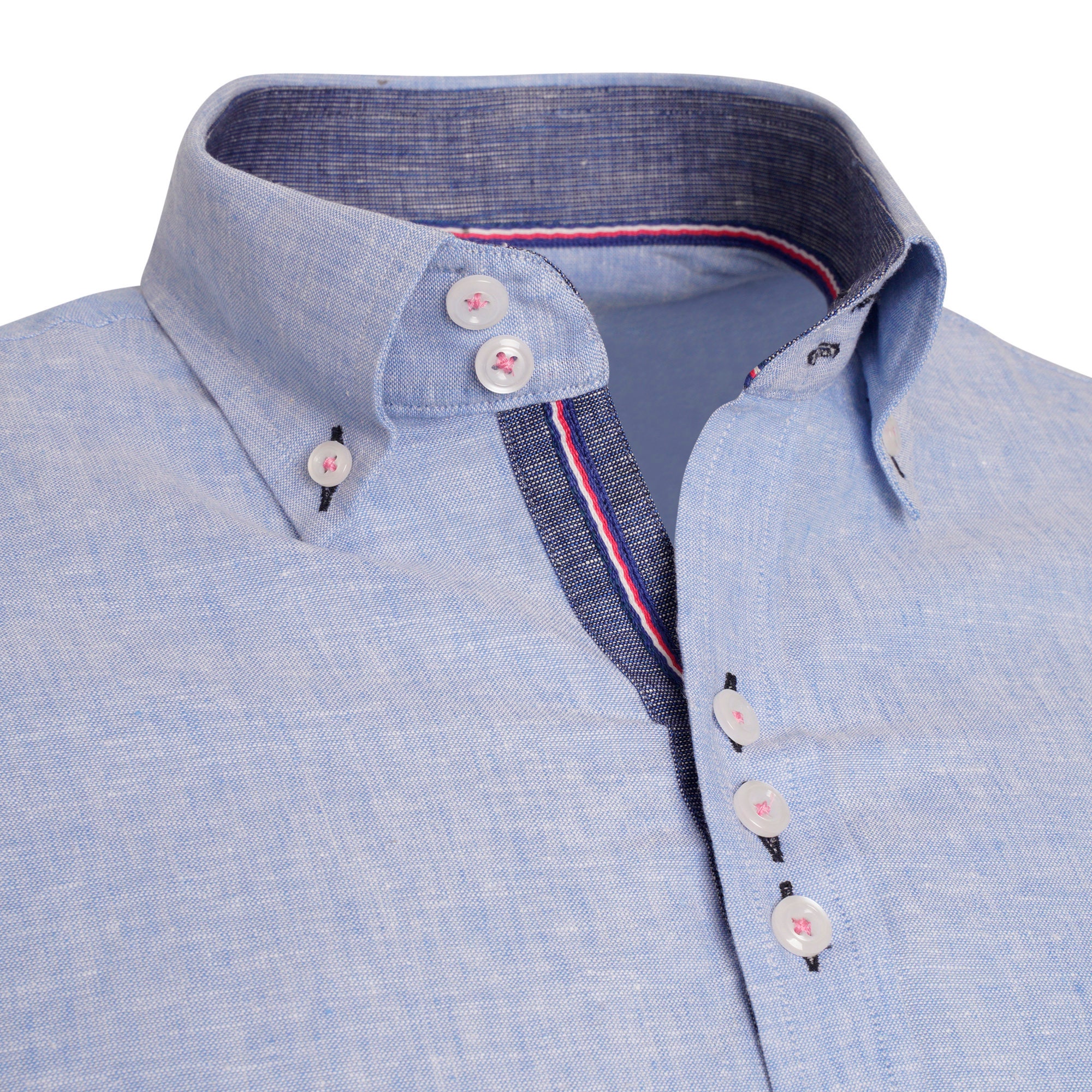 Men's Linen Blend Shirt Designer Great Quality Slim Fit Blue White Brown