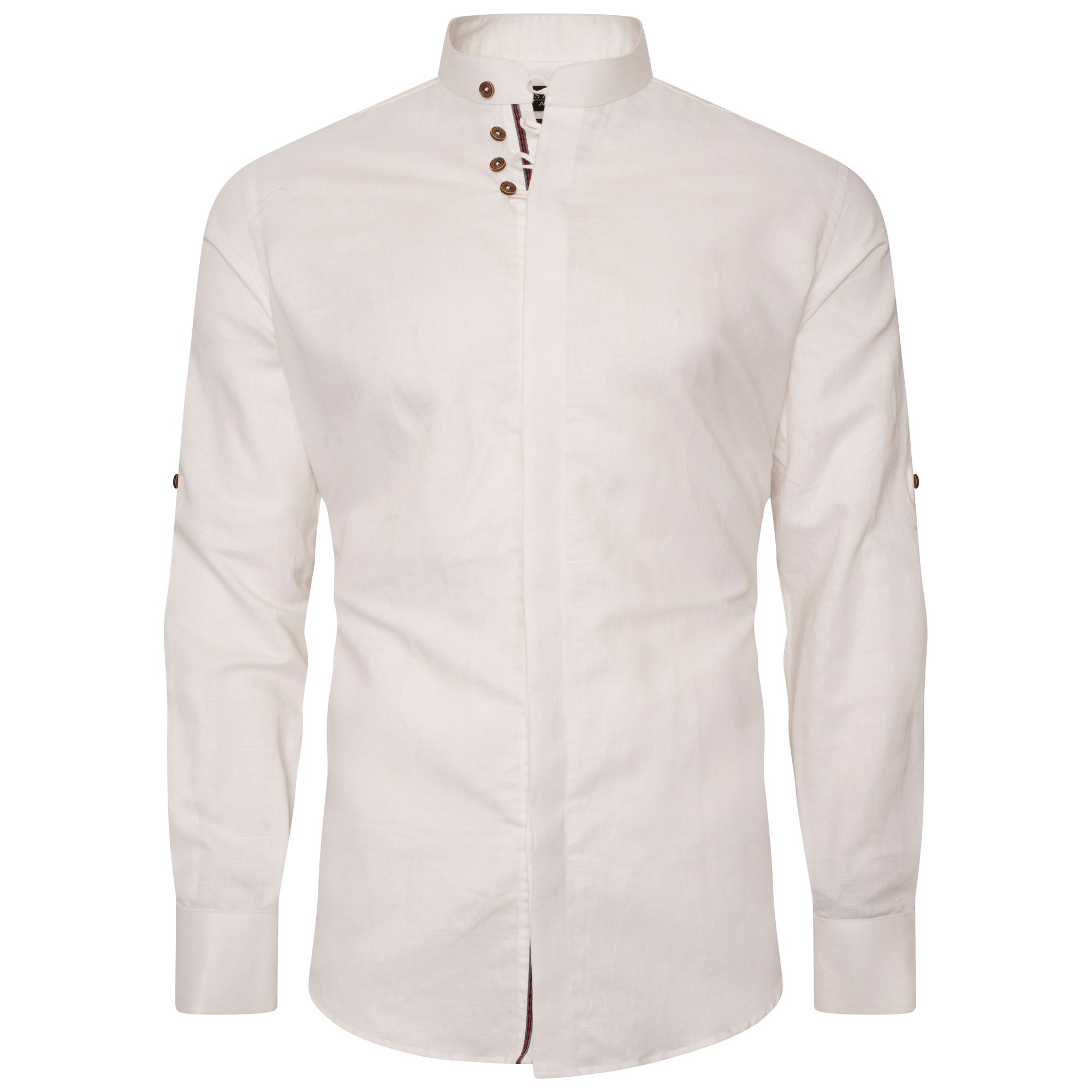 Men's Linen Blend Shirt Designer Great Quality Slim Fit White Brown