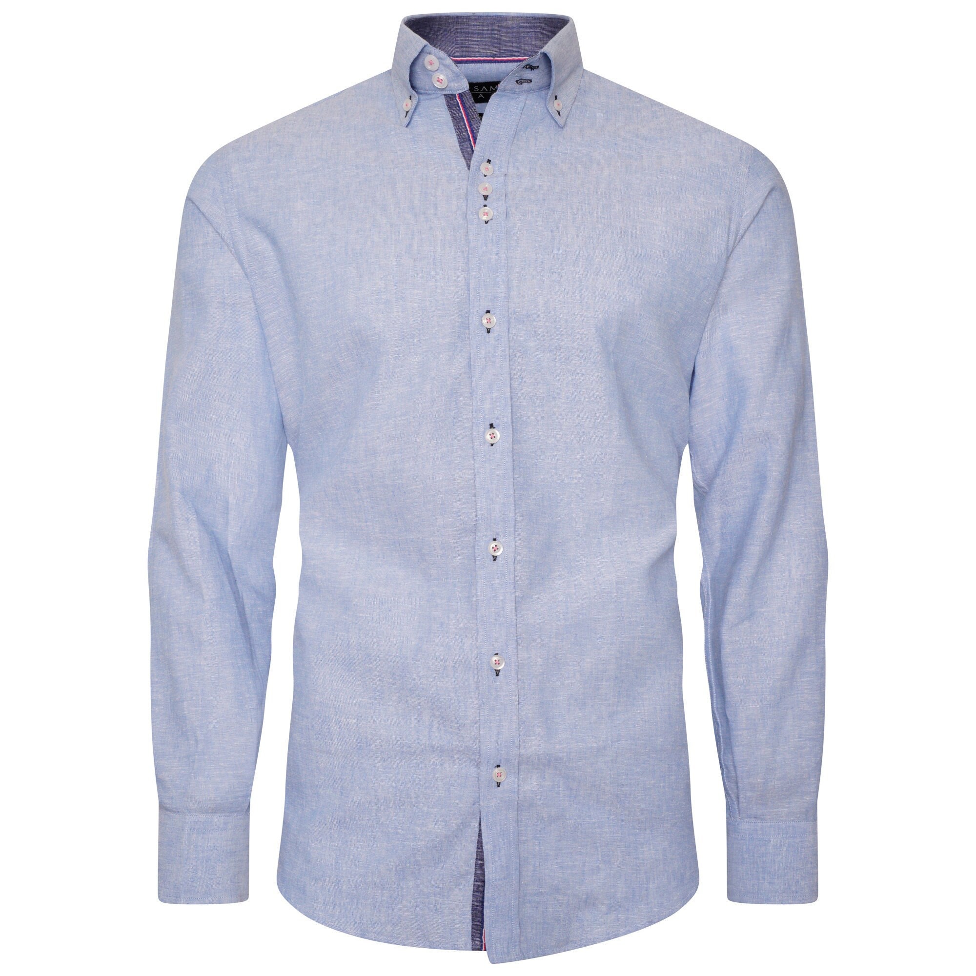 Men's Linen Blend Shirt Designer Great Quality Slim Fit Blue White Brown