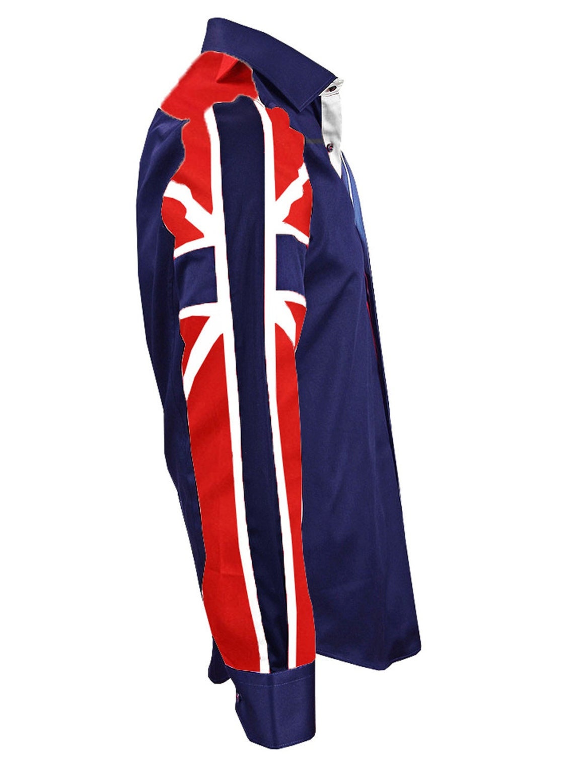 Men's Union Jack Formal Shirt Men Italian Shirt Designer Great Quality Slim Fit Navy 10148