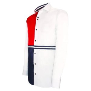 Men's Formal Shirt Men Italian Shirt Designer Great Quality Regular Fit White Red Navy