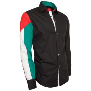 Men's Palestine Flag Formal Shirt Men Italian Shirt Designer Great Quality Slim Fit Black