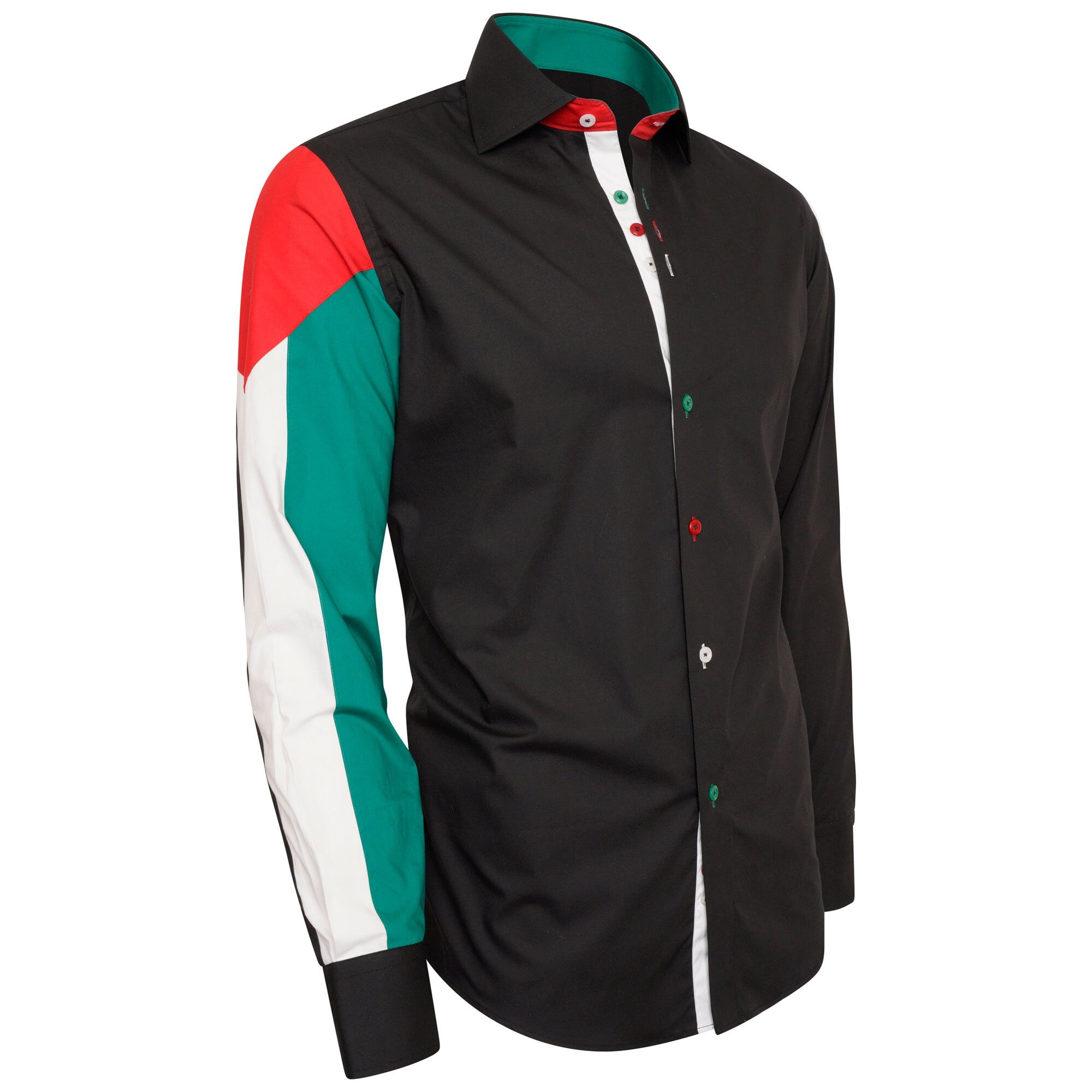 Men's Palestine Flag Formal Shirt Men Italian Shirt Designer Great Quality Slim Fit Black