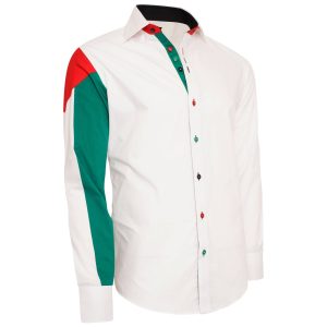 Men's Palestine Flag Formal Shirt Men Italian Shirt Designer Great Quality Slim Fit White