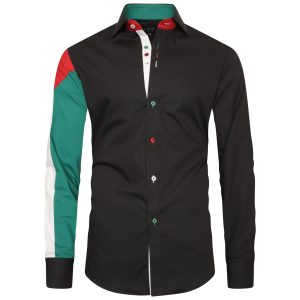 Men's Palestine Flag Formal Shirt Men Italian Shirt Designer Great Quality Slim Fit Black