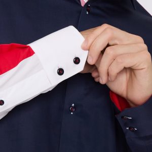 Men's Union Jack Formal Shirt Men Italian Shirt Designer Great Quality Regular Fit Navy Sc302