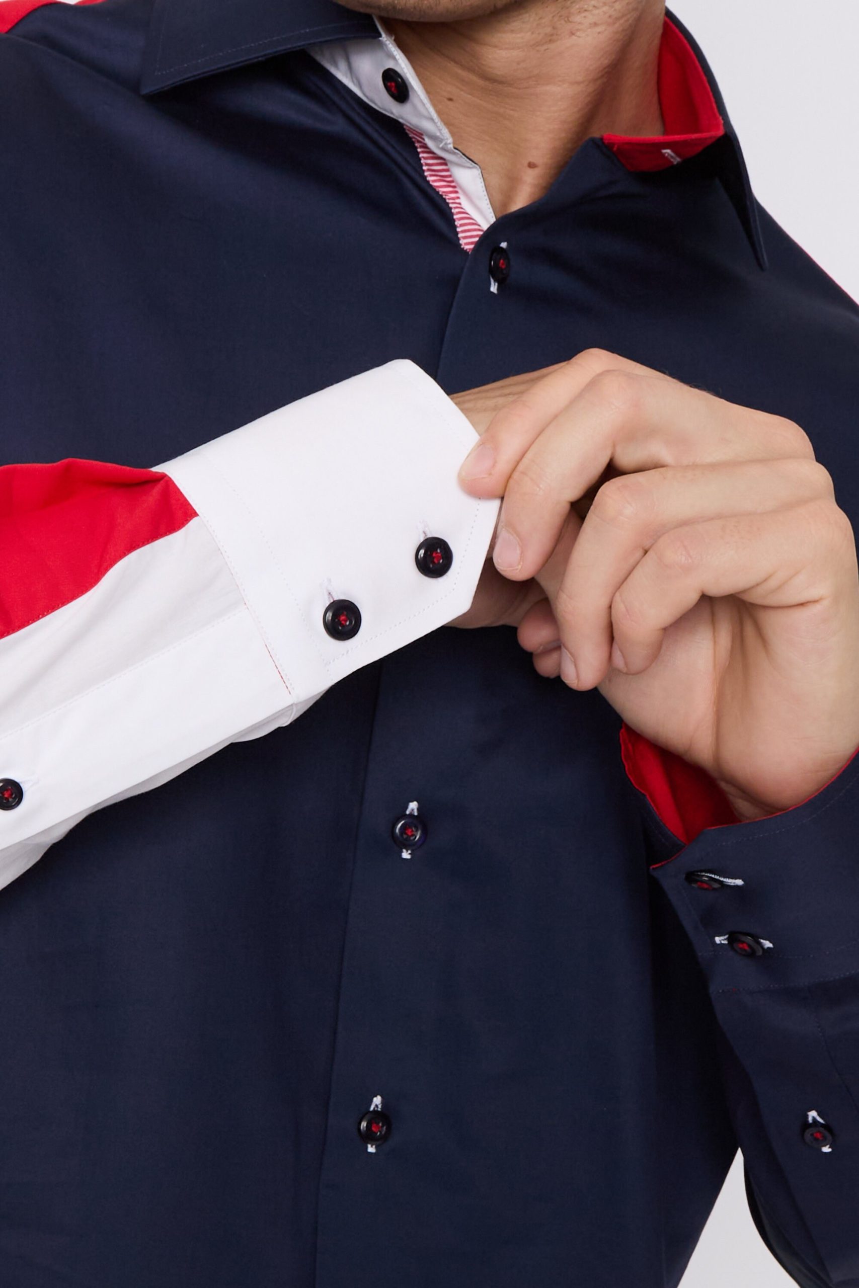 Men's Union Jack Formal Shirt Men Italian Shirt Designer Great Quality Regular Fit Navy Sc302