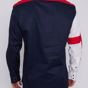 Men's Union Jack Formal Shirt Men Italian Shirt Designer Great Quality Slim Fit Navy Sc301