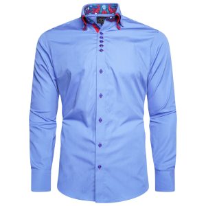 Men's Formal Shirt Men Italian Triple Collar Shirt Designer Great Quality Regular Fit Blue Sc303