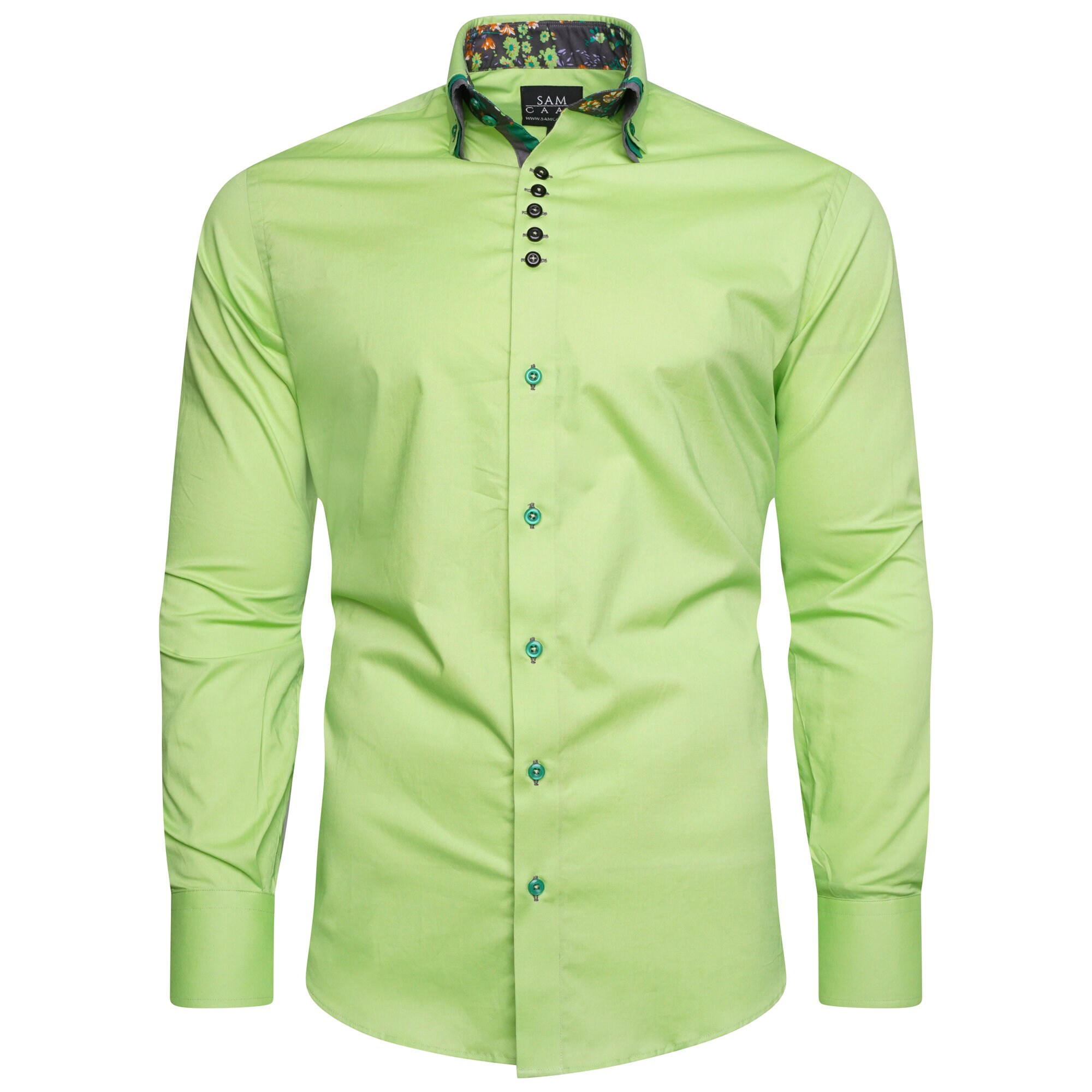 Men's Formal Shirt Men Italian Triple Collar Shirt Designer Great Quality Regular Fit Green Sc304