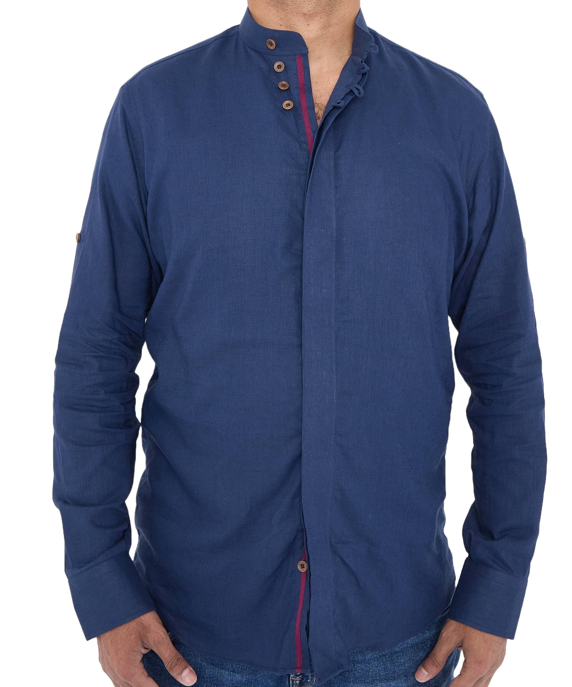 Men's Linen Blend Shirt Designer Great Quality Slim Fit White Brown