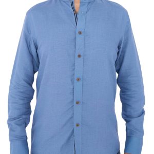 Men's Linen Blend Shirt Designer Great Quality Slim Fit Blue White