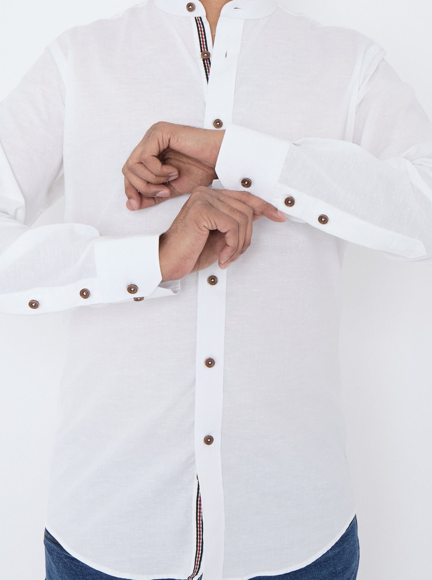 Men's Linen Blend Shirt Designer Great Quality Slim Fit Blue White