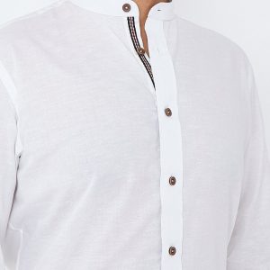 Men's Linen Blend Shirt Designer Great Quality Slim Fit Blue White