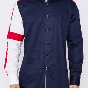 Men's Union Jack Formal Shirt Men Italian Shirt Designer Great Quality Regular Fit Navy Sc302