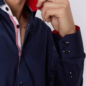 Men's Union Jack Formal Shirt Men Italian Shirt Designer Great Quality Regular Fit Navy Sc302