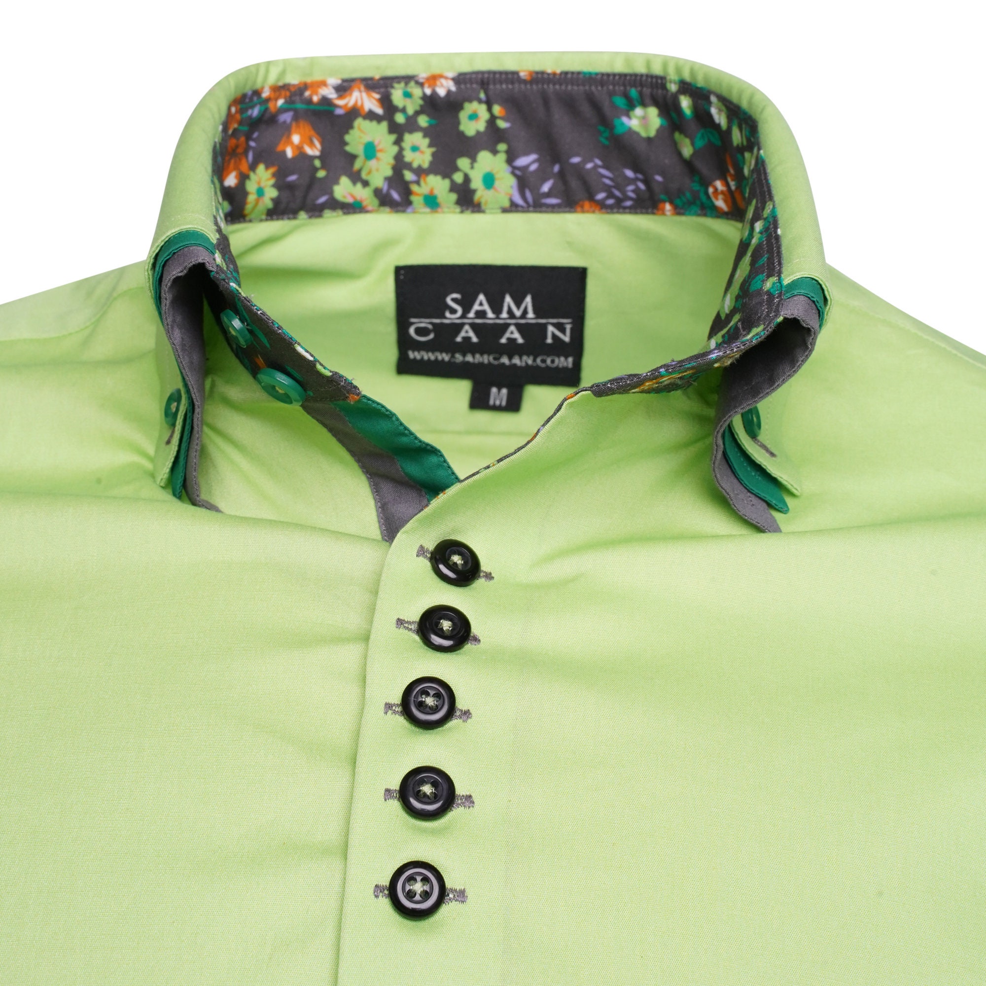 Men's Formal Shirt Men Italian Triple Collar Shirt Designer Great Quality Slim Fit Green Sc304