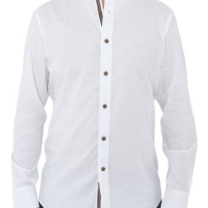 Men's Linen Blend Shirt Designer Great Quality Slim Fit Blue White